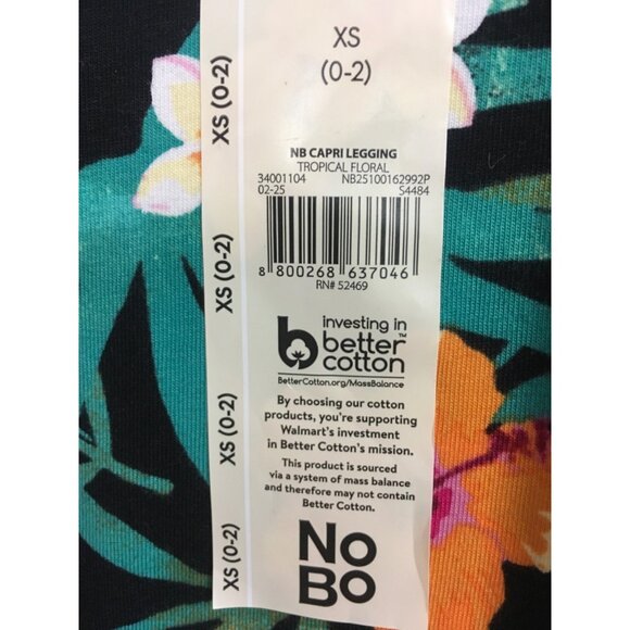 No Boundaries Capri Leggings Size XS Black w Tropical Pink Orange Flowers New - Picture 7 of 14